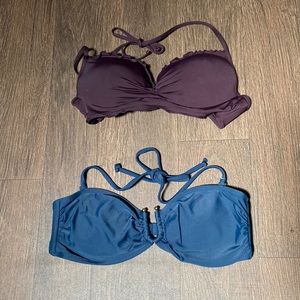 Two size medium string tie swim suit tops